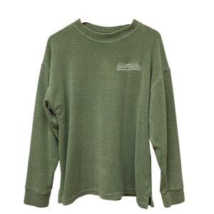 Dog person fleece sweatshirt, sage green, size M